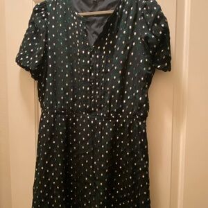 LOFT Black and Green Dress with Silver Accents